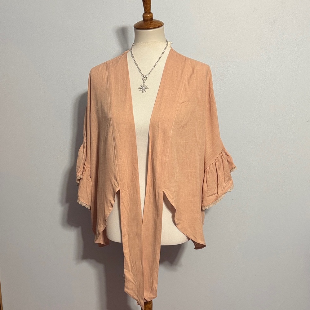 Women’s Peach Open-Front Tunic Kimono